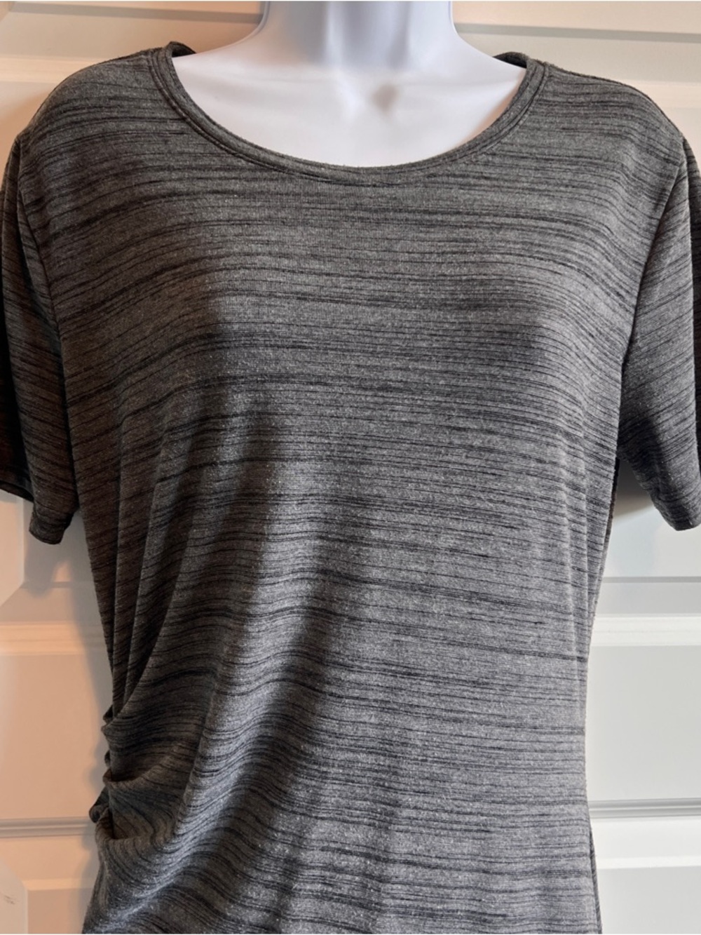 ATHLETA Downtown Ruched Athleisure Short Sleeve Midi T-Shirt Dress Asymmetrical - Picture 4 of 10
